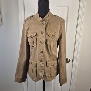 Sunny Leigh Tan Utility Military Safari Cargo Jacket Size 10 Edgy Y2K